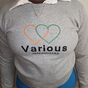 Gray Graphic Sweatshirt with Heart Design